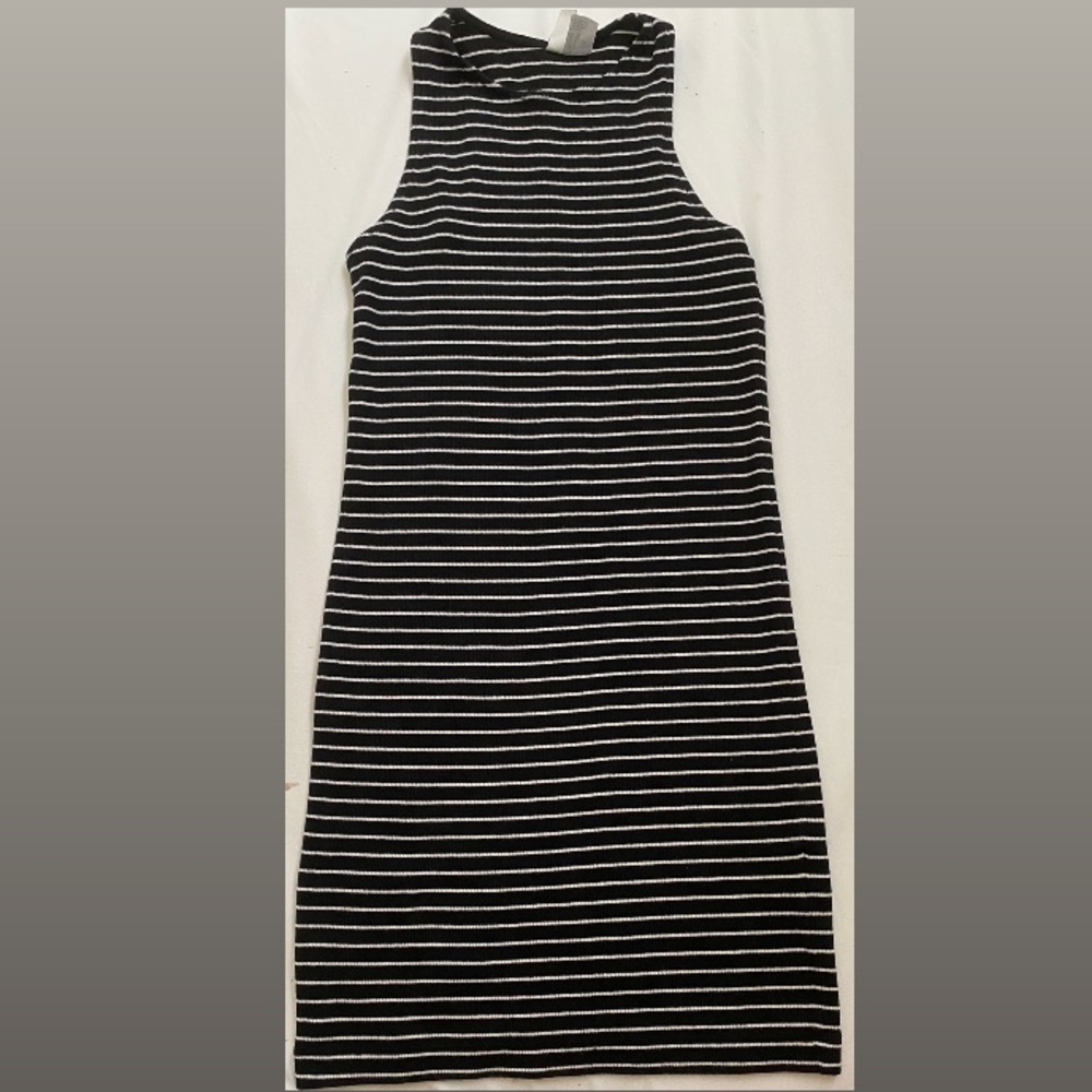 Black and white striped dress